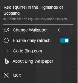 context menu tray bar